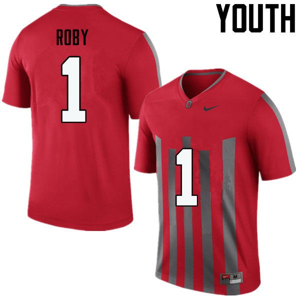 Ohio State Buckeyes #1 Bradley Roby Youth Embroidery Jersey Throwback